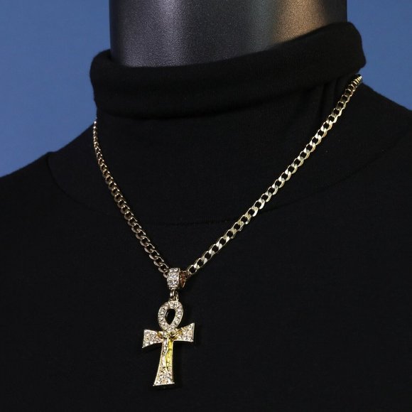 Jesus 14k Stamped Ankh Pendant & Necklace